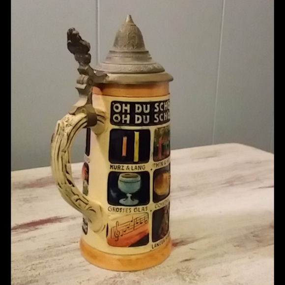 Think Oktoberfest! 1950's Musterschutz Lidded Stein - Picture 2 of 9